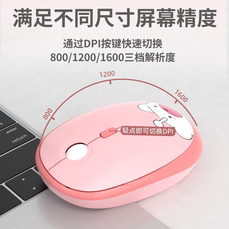 无线2.4G键盘鼠标套装可爱粉色彩色卡通办公键鼠套装