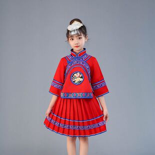南宁现货广西壮族服装三月三民族服装儿童少数民族演出服女童款