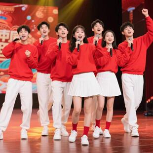 年会喜庆舞蹈表演服中大学生团体合唱朗诵比赛服儿童啦啦操演出服