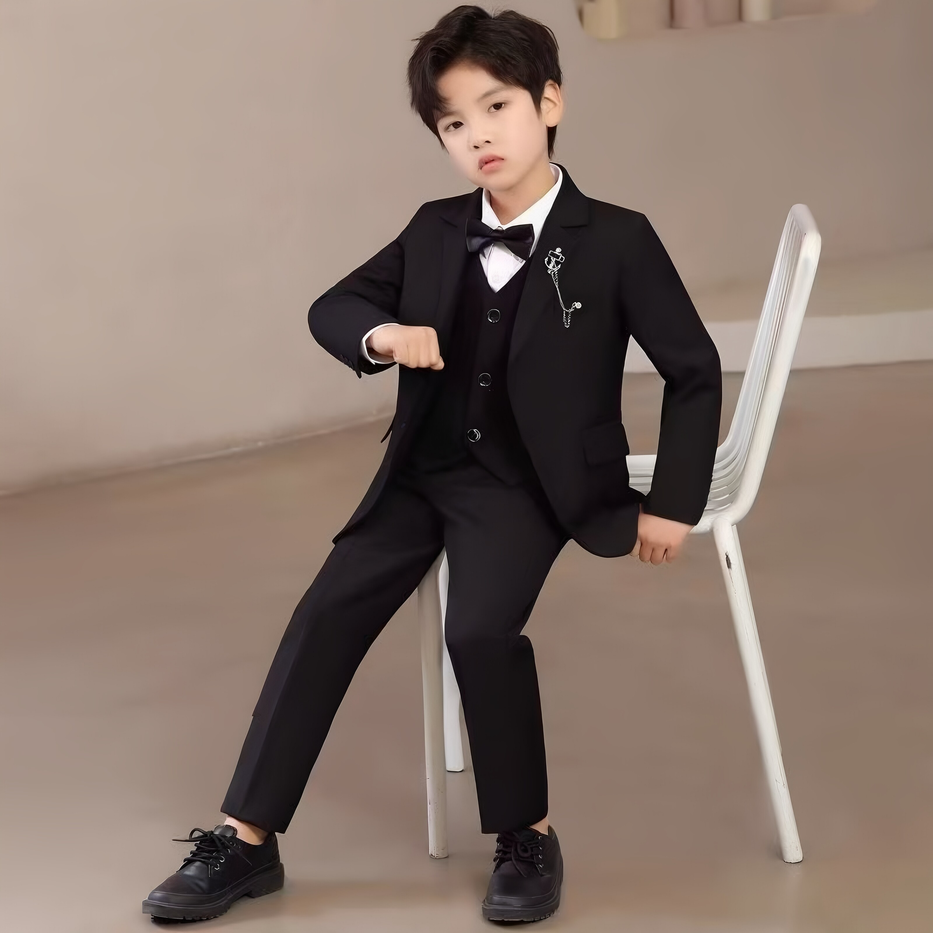 儿童西装套装帅气主持人英伦花童礼服婚礼男童西服男孩钢琴演出服