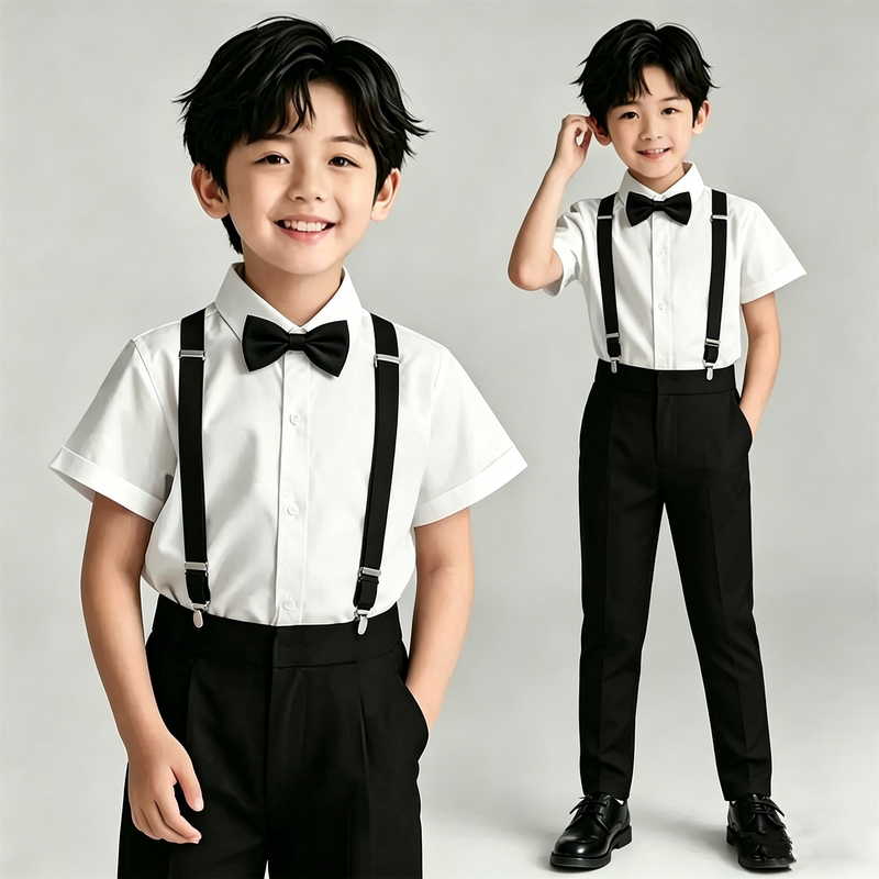 儿童礼服套装西服花童背带裤幼儿园开学拍照表演服朗诵钢琴演出服图片