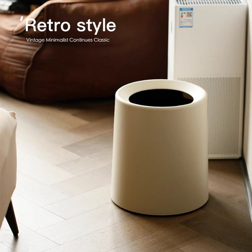 客厅垃圾桶家用轻奢高颜值大容量卧室奶油风厨房卫生间纸篓收纳桶