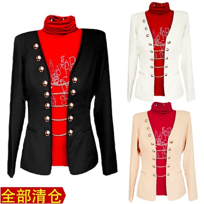 撤柜剪标西服春秋收腰耸肩外套