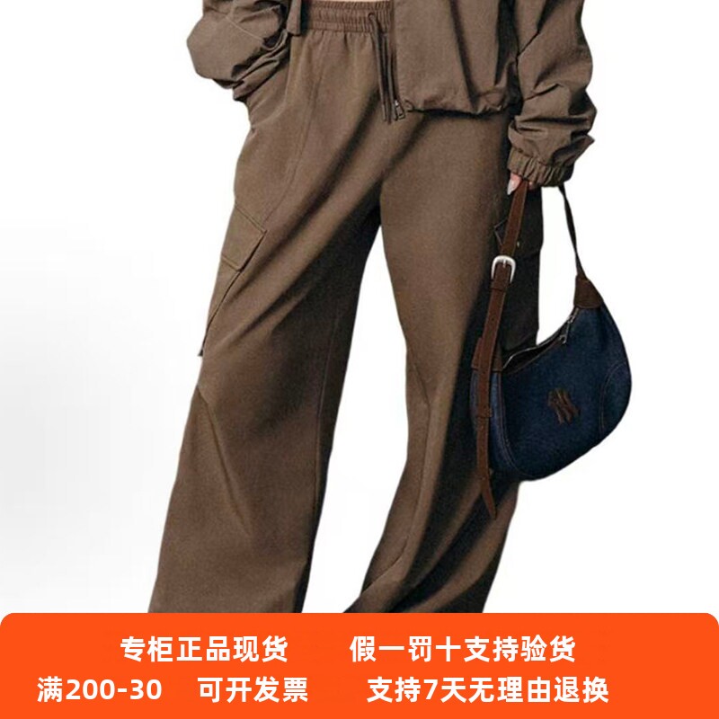 正品现货MLB男女情侣25新款小标百搭抓绒工装阔腿长裤3FWPB0156