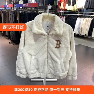 MLB国内专柜秋冬款休闲颗粒绒宽松连帽抓绒服羊羔毛外套3AFDV0236