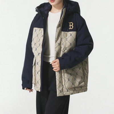 MLB羽绒服男女25秋新款连帽NY钻石老花宽松时尚保暖外套3ADJM0156