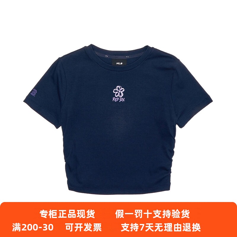 MLB 26夏款女士时尚简约NY印花休闲短款圆领短袖T恤3FTSF0363