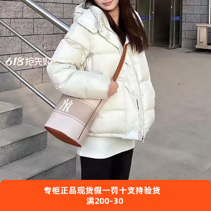 国内现货MLB男女25新款NY帆布复古单肩包休闲斜挎水桶包3ABMB015N