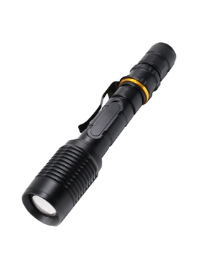 LED户外强光铝合金手电筒18650充电防水徒步探洞变焦巡逻手持电灯