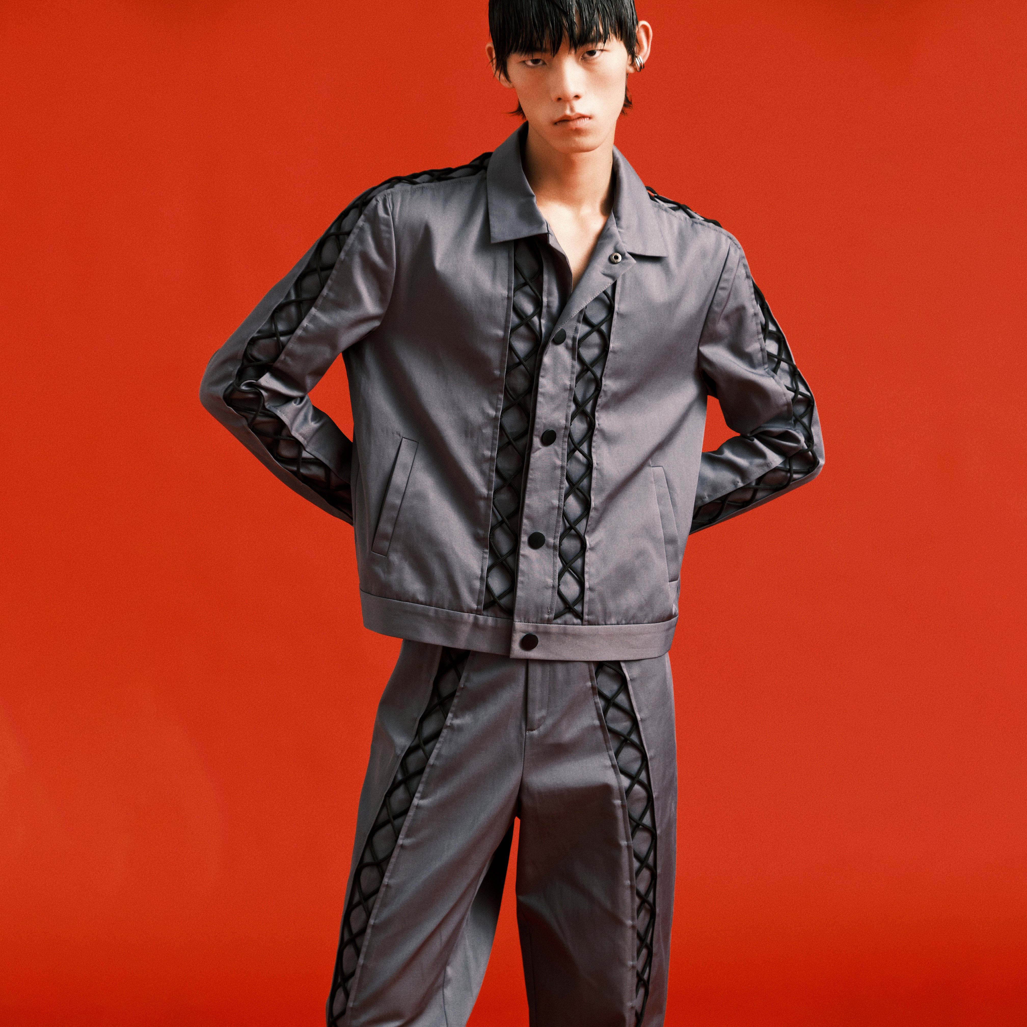 kadakada工装户外原宿系朋克风街头原创设计抽绳外套单排扣夹克