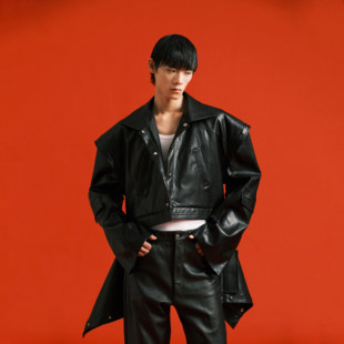 KADAKADA大廓形宽肩复古加厚可拆卸长短两穿独立设计男女同款皮衣