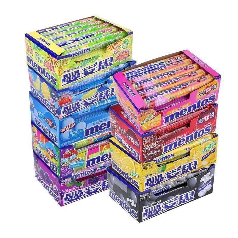 曼妥思脆皮软心珠劲嚼充气水果糖37g条糖薄荷糖骷髅头干杯乐造型