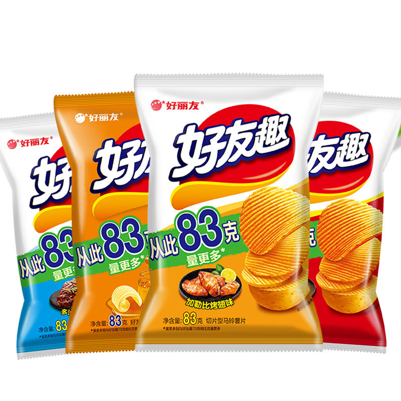 好丽友好友趣8包薯片蜂蜜黄油70g多口味宿舍膨化休闲食品零食小吃