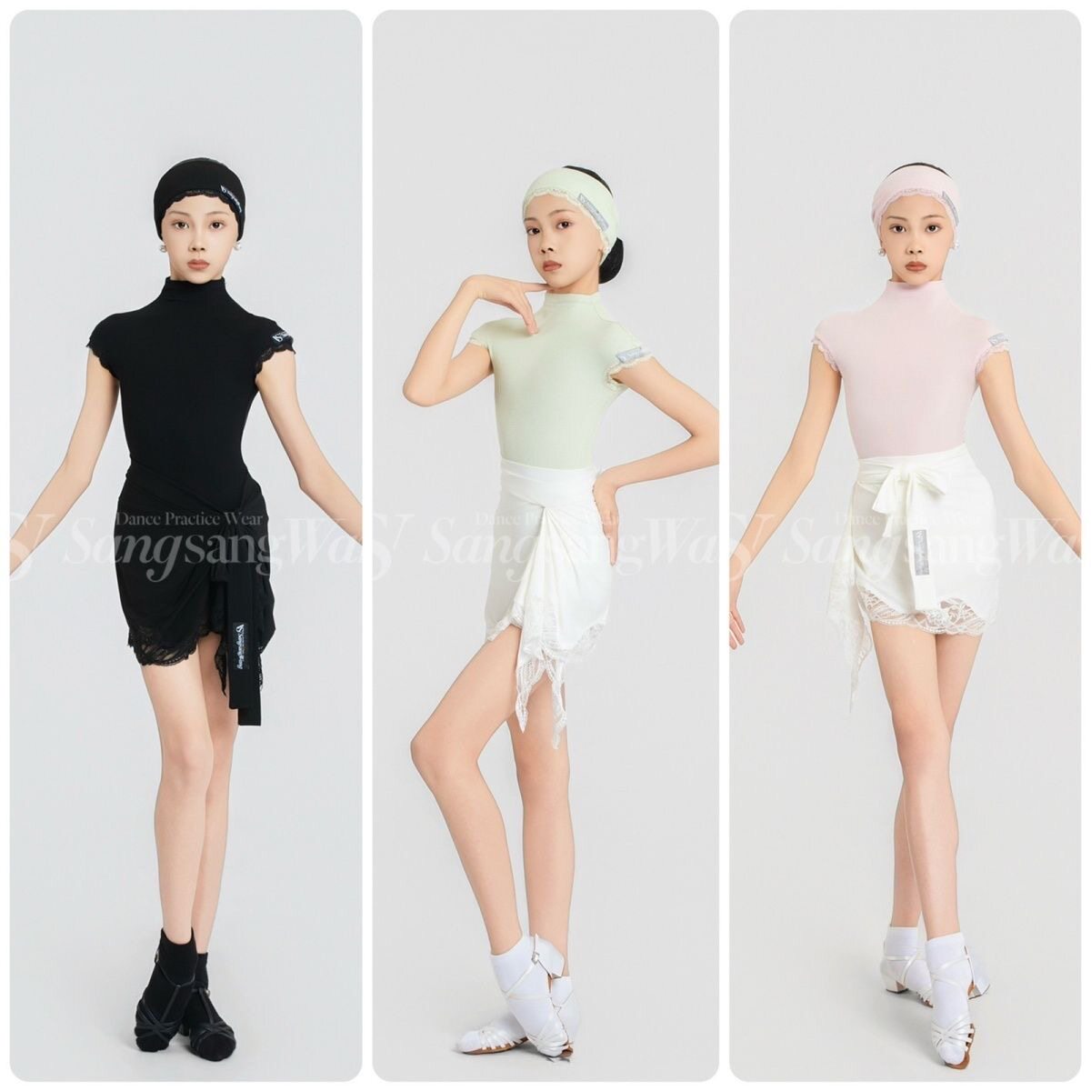 2026新款拉丁舞服女童夏季连衣裙带底裤练功服黑色时尚套装比赛服