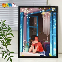 Swan Girl DIY Цифровая масляная живопись наполняет цвет персонаж девочка пляжные морские живописные растения цветочные масляные живопись