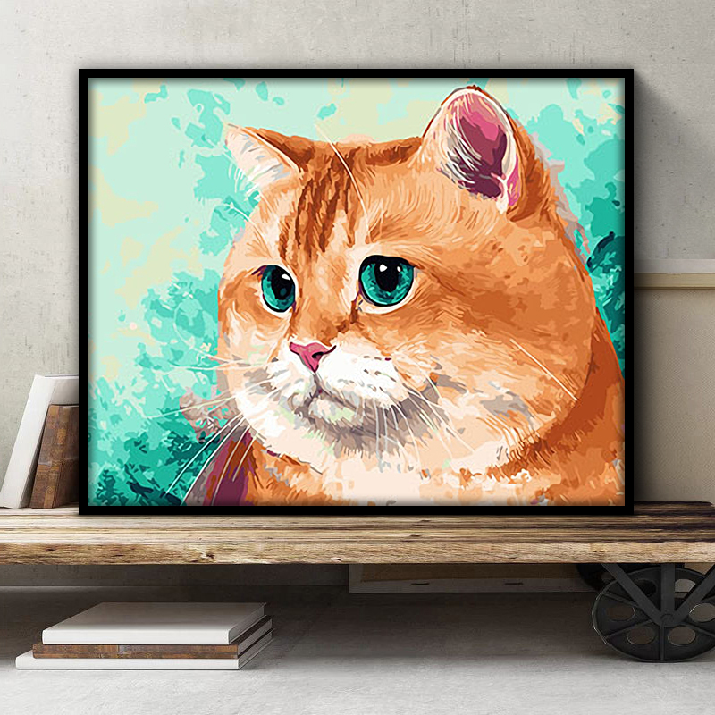 佳彩天颜diy数字油画减压数码卡通动漫物猫咪填色油彩画ins装饰画