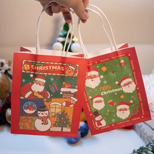 新款圣诞节礼品袋平安夜平安果包装袋圣诞老人幼儿园儿童糖果纸袋