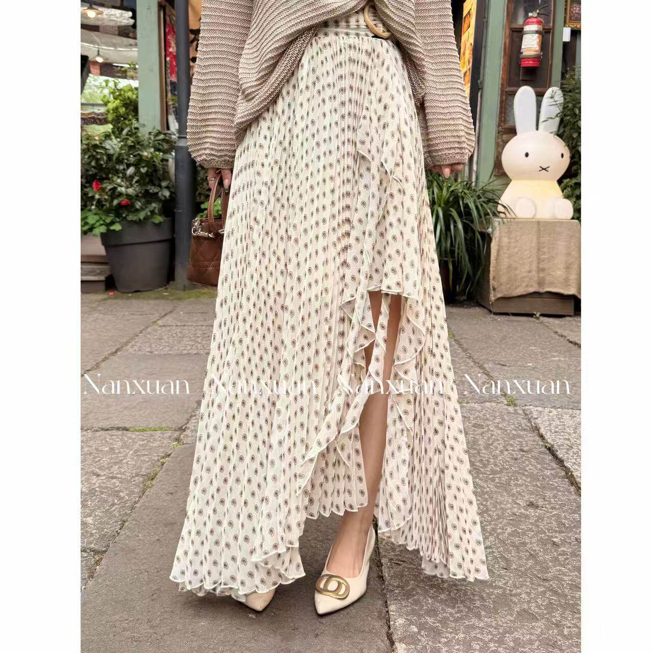 【小逗号】春季新款不规则荷叶边显瘦半身裙