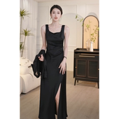 连衣裙女缎面吊带背心长裙子 性感无袖 夏季 轻奢设计师百搭气质时尚