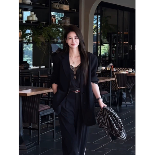 天丝羊毛气质后背拉链西装外套女