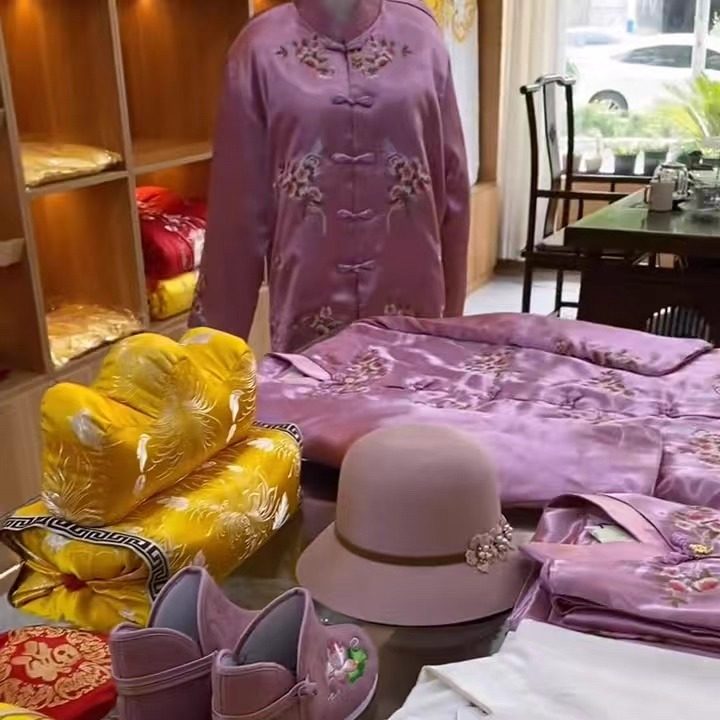 高档真丝苏绣全套装老衣七件套