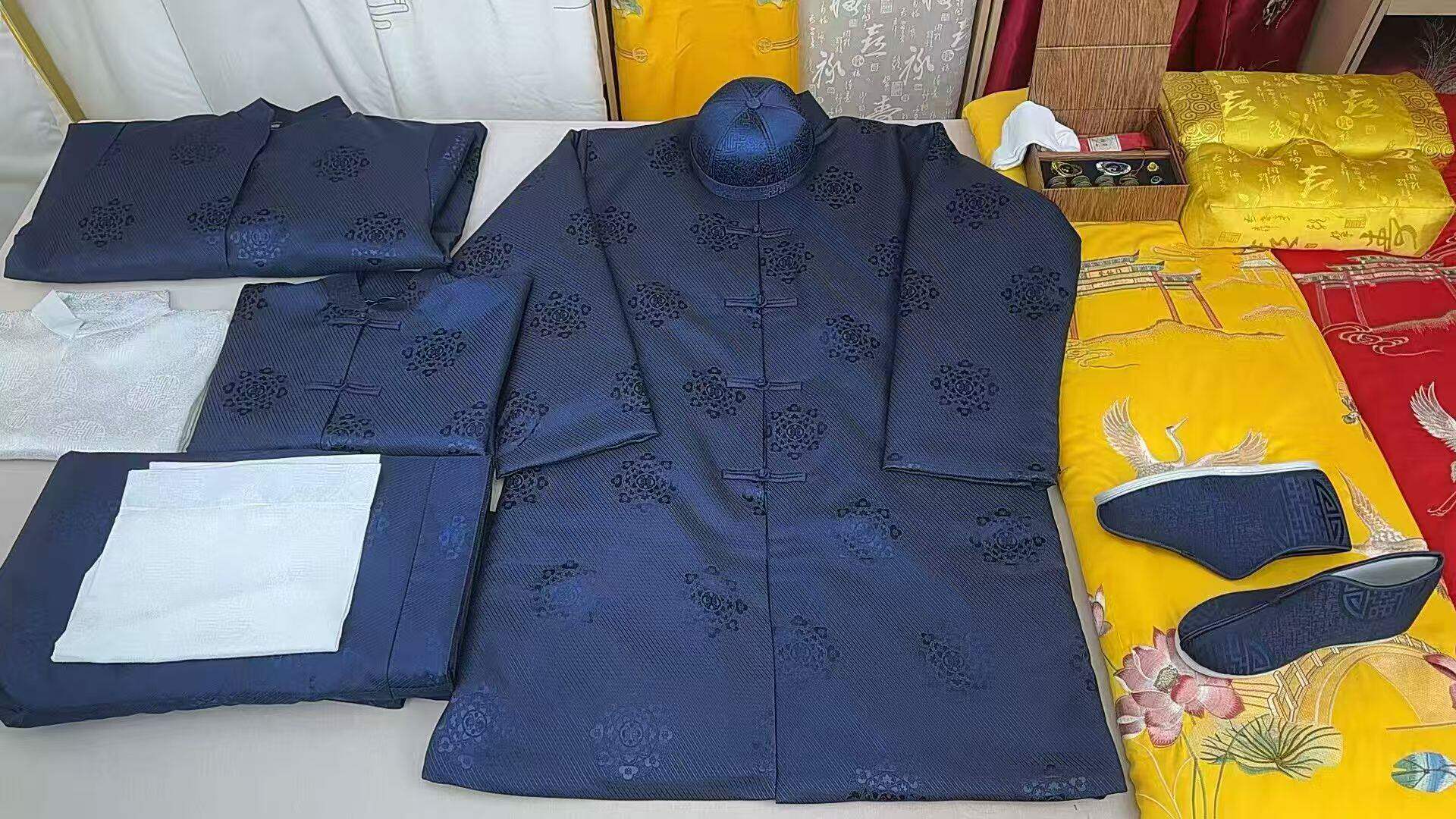 高档男款新中式七件套全套搭配 冲喜增福添寿 送老衣寿服百年服