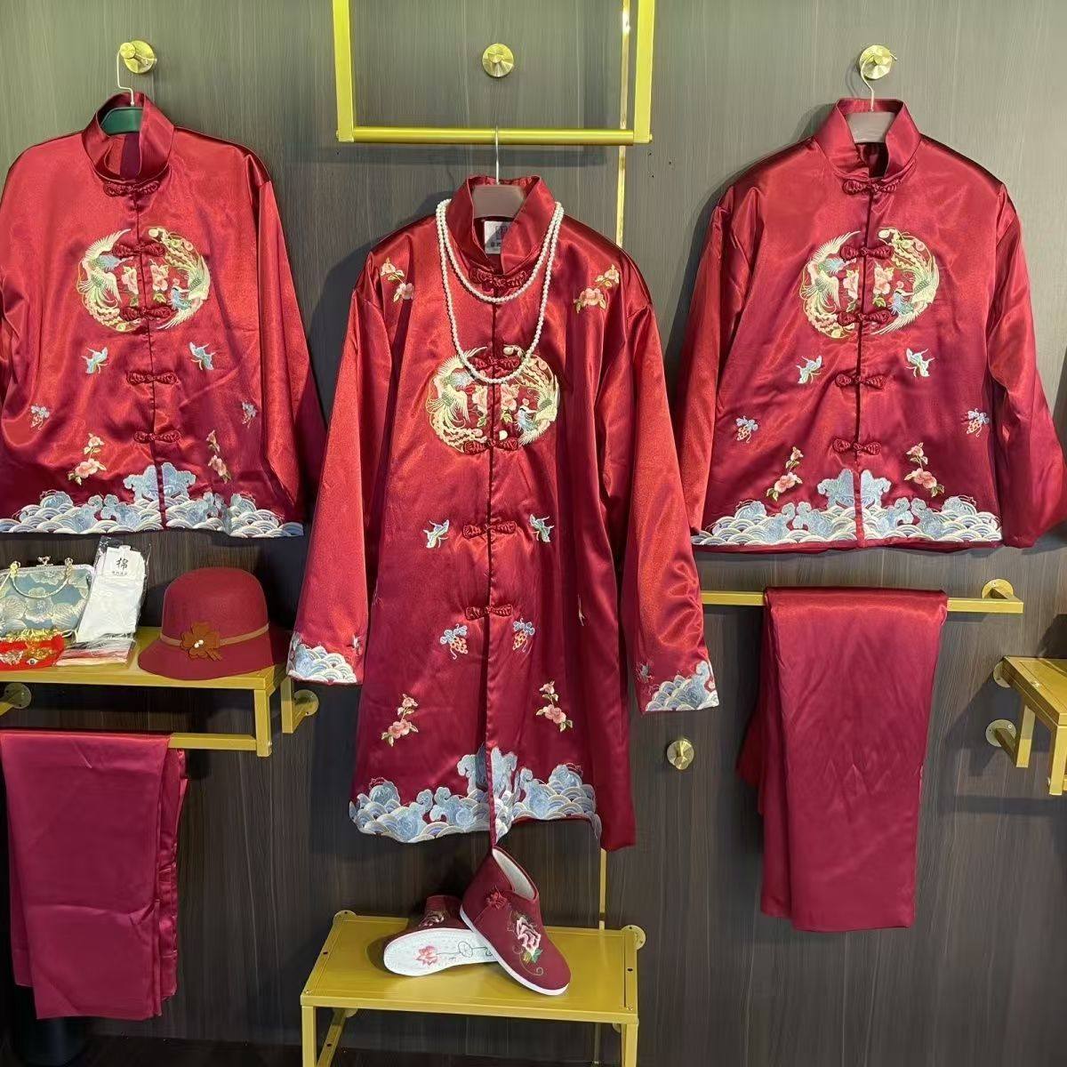 寿服女高档新中式真丝苏绣冲喜百年服七件套年轻60岁80岁全套配齐
