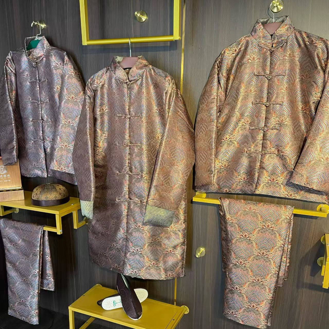 中老年男式高档寿服全套装