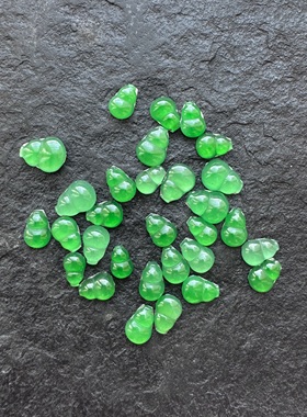 ［小葫芦裸石专项］天然满绿翡翠A货葫芦戒面金镶一刀切48h鉴赏