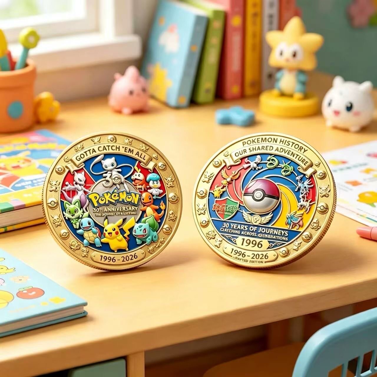 精灵球30周年纪念币收藏工艺品1996-2026宠物精灵纪念章礼物摆件