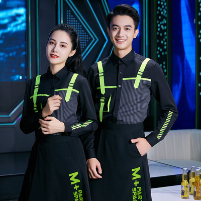 龙丽儿时尚潮流夜场酒吧KTV服务员工作服长袖上衣秋冬套装男女款