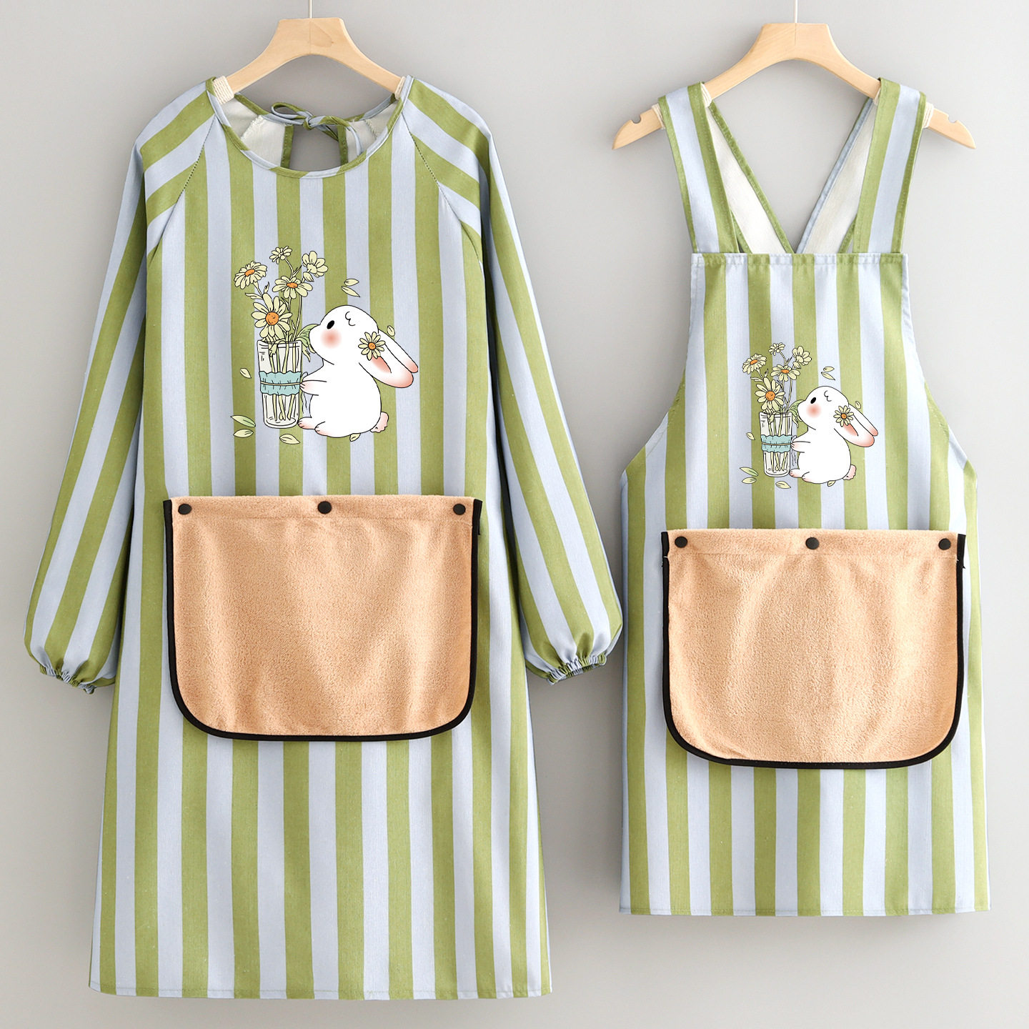 韩版长袖围裙防污耐脏餐饮上班专用可擦手工作服厨房家用罩衣成人