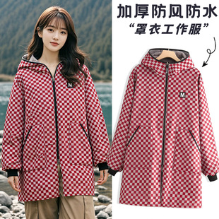 加绒罩衣外套加厚长袖 围裙工作服女 罩衣防水防油成人干活专用长袖