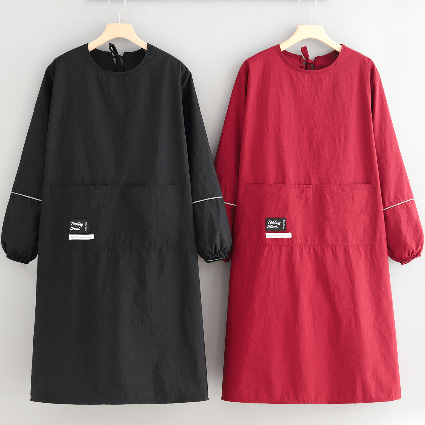 防泼水长袖加长围裙防污耐脏罩衣