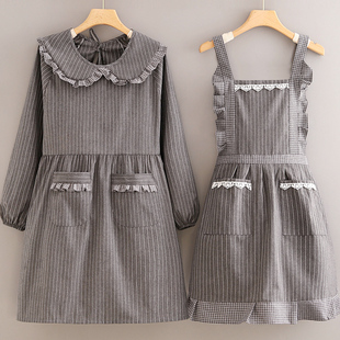 洋气棉布罩衣女新款长袖透气围裙厨房家用上班做饭耐脏工作服围腰