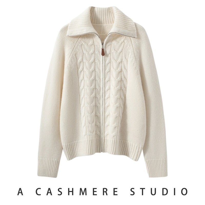 100%纯山羊绒女士翻领拉链时尚宽松百搭休闲针织开衫秋冬新款外套,女装/女士精品,羊绒衫,淘宝优惠券,粉丝福利购,淘宝优惠卷
