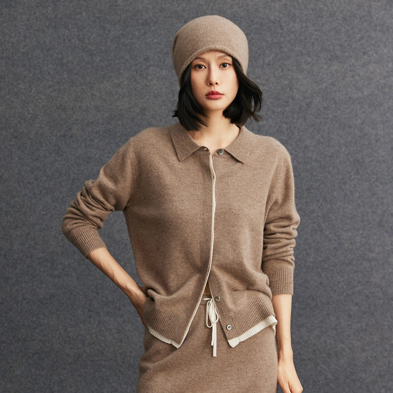 山羊绒女士POLO领时尚休闲百搭宽松羊绒衫秋冬新款假两件衬衫外套,女装/女士精品,羊绒衫,淘宝优惠券,粉丝福利购,淘宝优惠卷