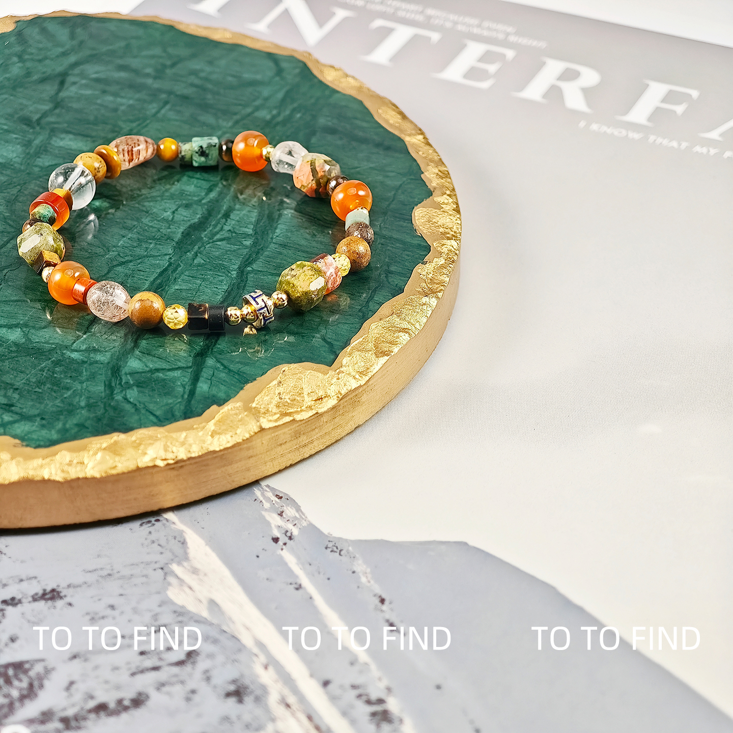 TO TO FIND 原创设计鎏晶系列白水晶玛瑙彩色手串轻奢时尚女手链