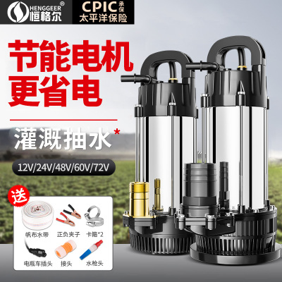 恒格尔12V直流潜水泵24V48V60V72伏电瓶电动车小型灌溉农用抽水机