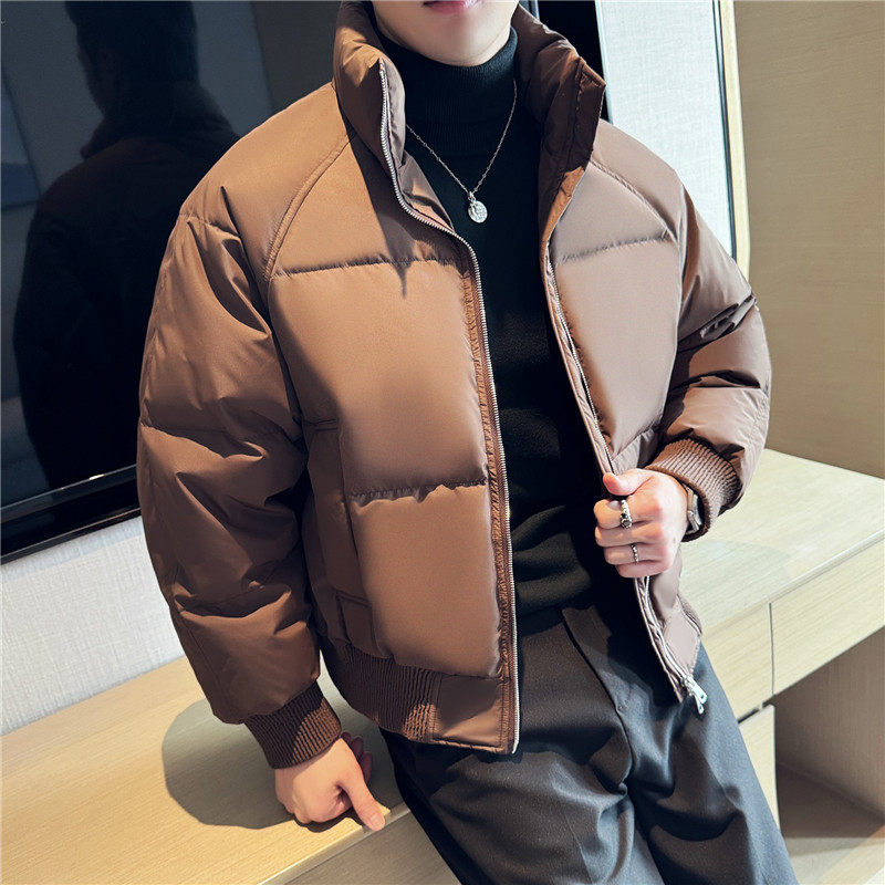 冬季立领轻薄羽绒服90白鸭绒保暖外套男面包服黑色M23088-P255,男装羽绒服,电商A213