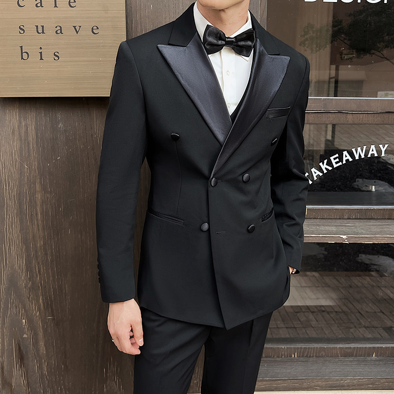 M-7XL高品质男结婚西服礼服塔士多双排扣西装三件套SJT117-P200特图片