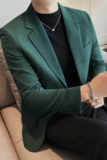 时尚华夫格两粒单排扣帅气西服男质感休闲西装外套绿色DX918-P138，男装西服套装，电商A213