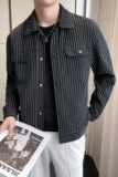 2月15号前到货~帅气显瘦皮衣夹克男修身翻领条纹外套JK857-P118，男装夹克，电商A213