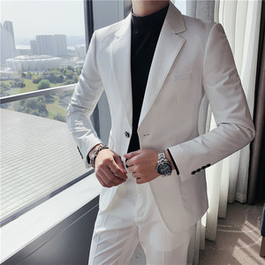 帅气双开叉两粒扣西服套装男韩版修身西装两件套焦糖色LJT62/P220图片
