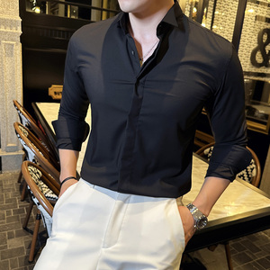 男衬衫法式翼领塔士多礼服西服正装新郎结婚婚礼衬衣白色C118-P68
