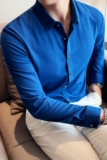 补齐大货·无痕华夫格抗皱长袖衬衫男修身休闲商务衬衣C6061-P73，男装衬衫，电商A213