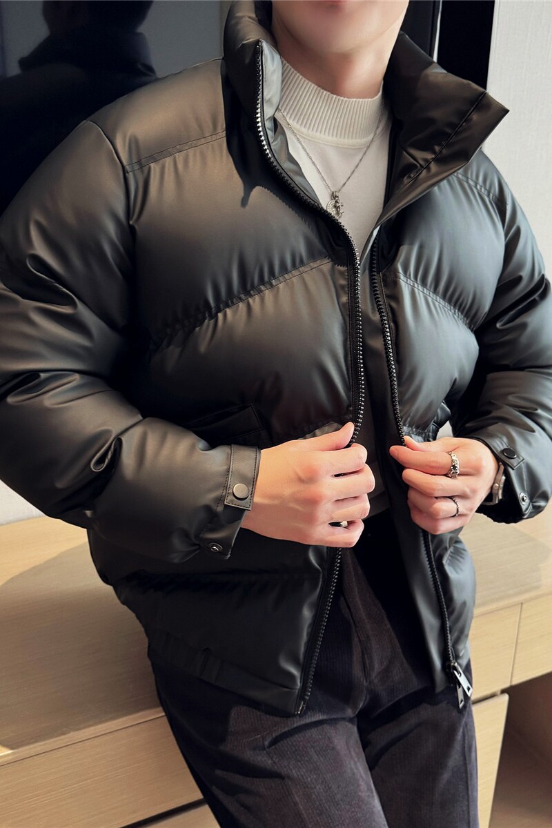 主推大货~加厚棉衣男短款棉服皮外套立领面包服黑色MY22005-P198图片
