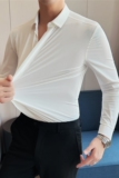 长期做~高弹无痕压胶坠感男士暗扣长袖衬衫男修身衬衣C8642-P78，男装衬衫，电商A213