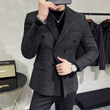 亮晶晶毛呢~质感高档帅气双排扣西服男厚款西装外套DX943-P155，男装西服套装，电商A213