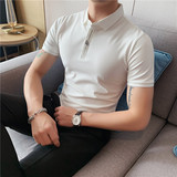 夏季时尚刺绣短袖polo衫修身男短袖T恤翻领保罗衫灰色PL2108/P53，男装T恤，电商A213